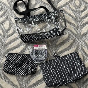 Thirty-One Black and White Cosmetic Bag Set